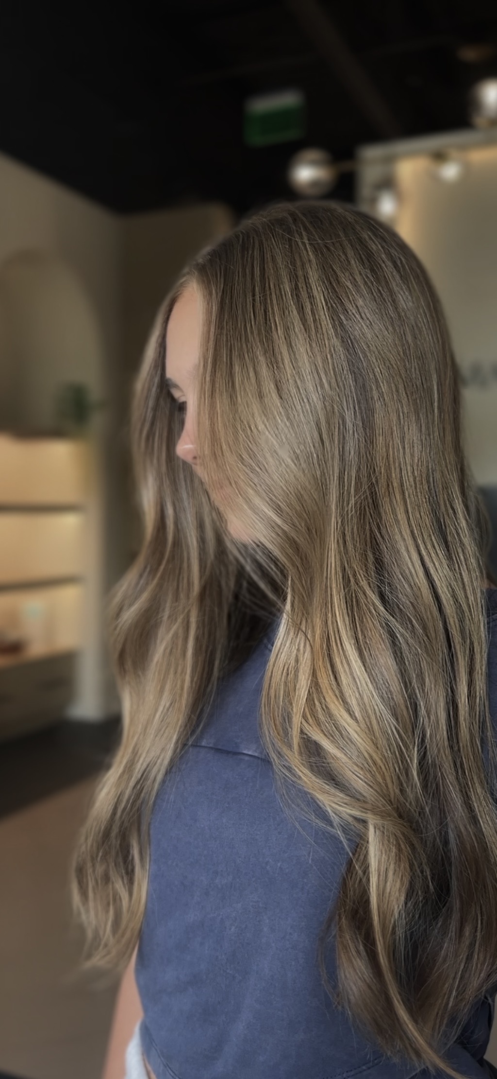 Soft dimensional brunette with luminous ribbons by Sandi at AMAVI Salon